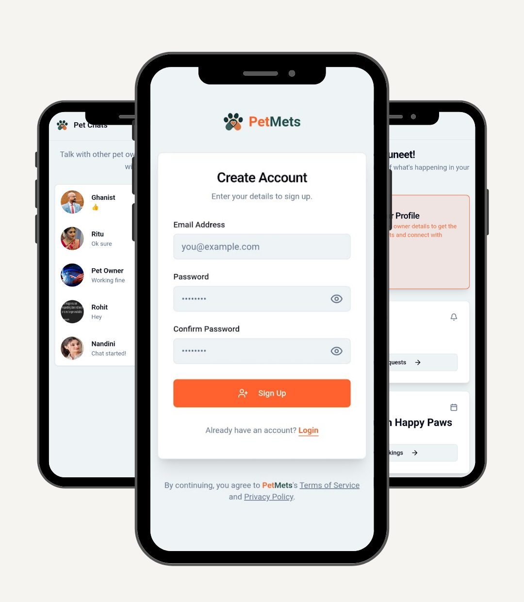 PetMets app being used on a phone